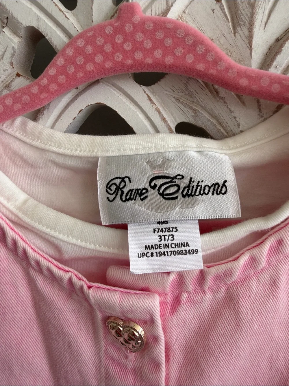 Rare Editions Pink Denim Dress Set, 3T